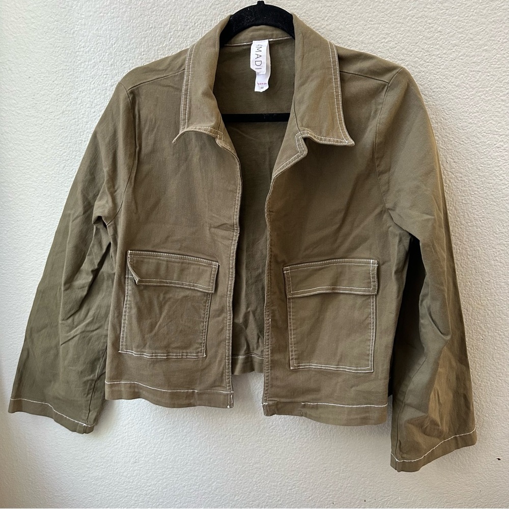 ANTHROPOLOGIE Amadi olive green wide sleeve open jacket womens M